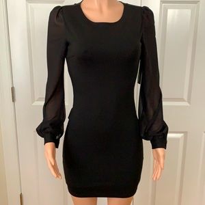 NWT Short Black Dress w/ Sheer Long sleeves